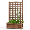 Image de CostwayJardinière avec Treillis en Bois de Sapin Bac à Fleurs Résistant aux Intempéries pour Plante Grimpante Vigne Fleurs 63,5 x 28 x 122 cm Marron Foncé