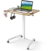 Image de CostwayBureau Mobile Pliable Bureau à Roulettes avec Plateau Inclinable à 90° Bureau Réglable en Hauteur Poste de Travail Portable Naturel