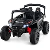 Image de CostwayVoiture Électrique 12v Camion Utv avec Télécommande 3 Vitesses Lumières Led Musique Klaxon & Suspension à Ressort pour 3+ Ans Noir