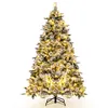 Image de Giantex Sapin de Noël Artificiel de 215 cm Lumineux LED, Floqué avec 300 Lumières LED