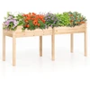Image de CostwayBac de Jardin Surélevé pour Extérieur avec Pieds Bac à Plantes en Bois avec Panneau Diviseur Trous de Drainage Conteneur Naturel