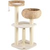 Image de CostwayArbre à Chat 45 x 45 x 104 CM avec Pompon Suspendu Corde et Griffoirs Enveloppés de Sisal Naturel pour Chat/Chaton Blanc