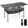 Image de CostwayTable de Camping Pliante pour Patio Table de Pique-nique Portable avec Plateau Roulable en Aluminium et Panier Table Légère d'Extérieur Noir