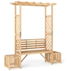 Image de CostwayArche à Rosiers avec Banc Banc en Bois pour Extérieur avec Pergola Jardinière Treillis Latéral Siège Décoratif 2 Places Naturel