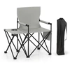 Image de CostwayLot de 2 Chaises de Camping avec Table Chaise de Pique-nique Pliable avec 2 Poches de Rangement Porte-gobelet Accoudoirs Rembourrés Gris