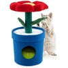 Image de CostwayArbre à Chat Mignon pour Chats d'Intérieur Tour pour Chatons avec Perchoir Rembourré en Forme de Fleur Condo en Forme de Pot Rouge