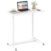 Image de CostwayBureau Mobile Debout Bureau d'Ordinateur Réglable en Hauteur en Forme de C avec Roulettes Verrouillables et Cadre en Métal Blanc