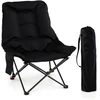 Image de CostwayChaise de Camping Pliable Rembourrée en Tissu Oxford avec Dossier Réglable à 2 Niveaux et Poche Latérale Charge Max 150KG Noir