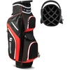 Image de CostwaySac de Chariot de Golf avec 14 Compartiments Supérieurs 9 Poches Glacière Compartiment à Chaussures Porte-parapluie et Housse de Pluie Rouge