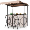 Image de CostwayGazebo de Grill avec Auvent Ensemble de bar de jardin 3 Pi ¨ces avec Table de Bar & 2 Chaises de Bar Pliables Caf ©