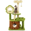 Image de CostwayArbre à Chat pour Chats Tour Multi-niveaux avec Condo Tronc Perchoir Fleur Lit Douillet en Peluche Pompon Jouet à Ressort Vert
