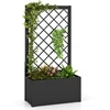 Image de CostwayJardin Surélevé avec Treillis Bac à Plantes en Métal de 112CM Légumes Vignes Fleurs Récipient de Plantation Autoportant Noir
