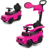 Image de CostwayVoiture à Pousser pour Enfant sous Licence Poussette pour Tout-petit avec Auvent Réglable Garde-corps et Klaxon pour 1-3 Ans Rose