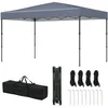 Image de CostwayTonnelle de Jardin 365 X 225CM Tente Pliable Portable avec Sac de Transport 9 Piquets 4 Cordes de Vent Tente de Gazebo Ext ©rieur Gris