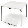 Image de CostwayTable de Camping Pliante Table de Pique-Nique Portable avec Plateau en HDPE Résistant aux Intempéries et Cadre en Métal Antirouille Blanc