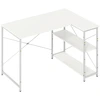 Image de CostwayBureau d'Ordinateur en Forme de L Bureau d'angle R ©versible avec   tag ¨re R ©glable Table d'  tude Gain de Place avec Cadre M ©tallique Blanc