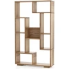 Image de CostwayBibliothèque Géométrique Moderne de 120 cm Étagères Ouvertes Étagère de Rangement Autoportante avec Kits Anti-basculement Naturel
