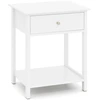 Image de CostwayTable de Chevet en Bois avec Tiroir Table de Canapé avec Étagère Ouverte Style Milieu du Siècle Table d'Appoint Multifonctionnelle Blanc