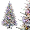 Image de CostwaySapin de Noël Artificiel Floqué et Articulé 8 Modes d'Eclairage Lumières LED Multicolores Pointes de Branches en PVC et PE