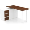 Image de CostwayBureau en Forme de L avec Armoire   Dossiers et Prise   lectrique Table d'Angle R ©versible de 138 cm avec 3 Tiroirs Station de Travail Brun