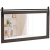 Image de Costway100 X 66CM Miroir Murale de Ferme Style Porte de Grange Rectangulaire Miroir Murale avec Cadre en Bois Massif & Support en Métal Décor Mural