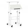 Image de CostwayBureau Assis-Debout   Roulettes Table Informatique pour Ordinateur Hauteur R ©glable Poste de Travail Inclinable Blanc