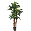 Image de CostwayLot de 2 Palmiers Artificiels Plante Tropicale Factice avec 48 Feuilles Ajustables 3 Troncs Réalistes & Mousse Plante Prémontée Vert