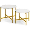 Image de CostwayEnsemble de 2 Tables Basses Rondes Tables Basses Gigognes de 55 cm et 65 cm avec Cadre en Métal Blanc
