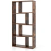 Image de CostwayBibliothèque Géométrique à 4 Niveaux 120 cm de Haut Etagères Ouvertes de Rangement Moderne à 8 Cases Armoire Autoportante Café