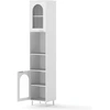 Image de CostwayArmoire de Rangement Haute pour Salle de Bain Organisateur Étroit avec 2 Portes en Verre Cannele Armoire Fine Autoportante Blanc