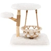 Image de CostwayArbre à Chat Tour pour Chats avec Berceau Suspendu Pot de Grattage en Jute Perchoir Plateforme Rembourrée Doux Peluche Condo de Luxe Blanc