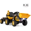 Image de CostwayTracteur Pelleteuse et Bulldozer pour Enfants Voiture Électrique 12V avec Remorque Pelle Seau Télécommande Lumières LED pour 3+ Ans Jaune