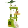 Image de CostwayArbre à Chat Mignon Tour Multi-niveaux avec Feuilles Artificielles Condo Perchoir Rembourré Poteaux à Griffer en Sisal Vert
