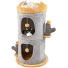 Image de CostwayArbre à Chat Mignon avec 2 Condos Confortables 2 Boules en Peluche Suspendues Perchoir Supérieur Rembourré Mobilier de Grotte pour Chat
