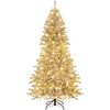 Image de CostwaySapin de Noël Artificiel Enneigé de 210 cm avec 65 Boules Lumineuses 350 LED Blanc Chaud 905 Branches Télécommande et Minuteur Argent