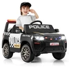 Image de CostwayVoiture de Police Electrique pour Enfants Aliment ©e par Batterie 12 V/7 A T ©l ©commande Connexion Sans Fil Musique Klaxon Noir
