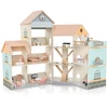 Image de CostwayMaison de Poupée d'Angle en Bois Maison de Poupée au Toit Rose 41Meubles et Accessoires pour 3 Ans et Plus Orange