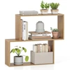 Image de CostwayBibliothèque Géométrique à 3 Niveaux Bibliothèque en Bois Autoportante avec 2 Compartiments Cubiques Étagère de Rangement Ouverte Naturel