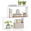Image de CostwayBibliothèque Géométrique à 3 Niveaux Bibliothèque en Bois Autoportante avec 2 Compartiments Cubiques Étagère de Rangement Ouverte Blanc