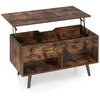 Image de CostwayTable Basse Relevable avec 2 Compartiments et Rangement Caché Table Basse Salon à Pieds en Bois de Pin avec Levage Pneumatique Café