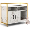 Image de CostwayMeuble Litiere Chat Griffoir Amovible Industriel Maison de Toilette Chat Anti-basculement Structure Métal Antirouille 89x45x74,5cm Blanc