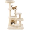 Image de CostwayArbre à Chat pour Chats Adultes Tour à Chat de 102 cm avec Condo Perchoir Rembourré Poteaux à Griffer en Sisal Balle Suspendue Beige