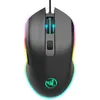 Image de Souris filaire HXSJ A866 USB à fibre LED 7 couleurs pour jeu sur ordinateur Gamer professionnel - Noir