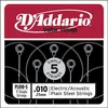 Image de D'Addario And Co PL010-5 Plain Steel 10 5-Pack Cordes électrique à l'unité