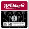 Image de D'Addario And Co PL011-5 Plain Steel 11 5-pack Cordes électrique à l'unité