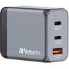 Image de Verbatim GNC-65 GaN Charger (65 W, 3 ports), Chargeur USB, Gris