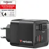 Image de Verbatim GaN Charger Retractable Cable (65 W, 3 ports), Chargeur USB, Noir