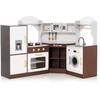 Image de CostwayJeu de Cuisine d'Angle pour Enfants de 3 Ans et Plus en Bois Machine à Glaçons Porte-serviettes Accessoires Effets Sonores et Lumineux