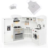 Image de CostwayJeu de Cuisine d'Angle pour Enfants de 3 Ans et Plus en Bois Machine   Gla §ons Micro-ondes Four   vier Accessoires Effets Sonores et Lumineux