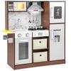 Image de CostwayCuisine Jouet Lumières et Sons Attrayants Hotte Micro-ondes Machine à Glaçons Tableau Noir Évier Porte-serviettes pour Les de 3 Ans et Plus Café